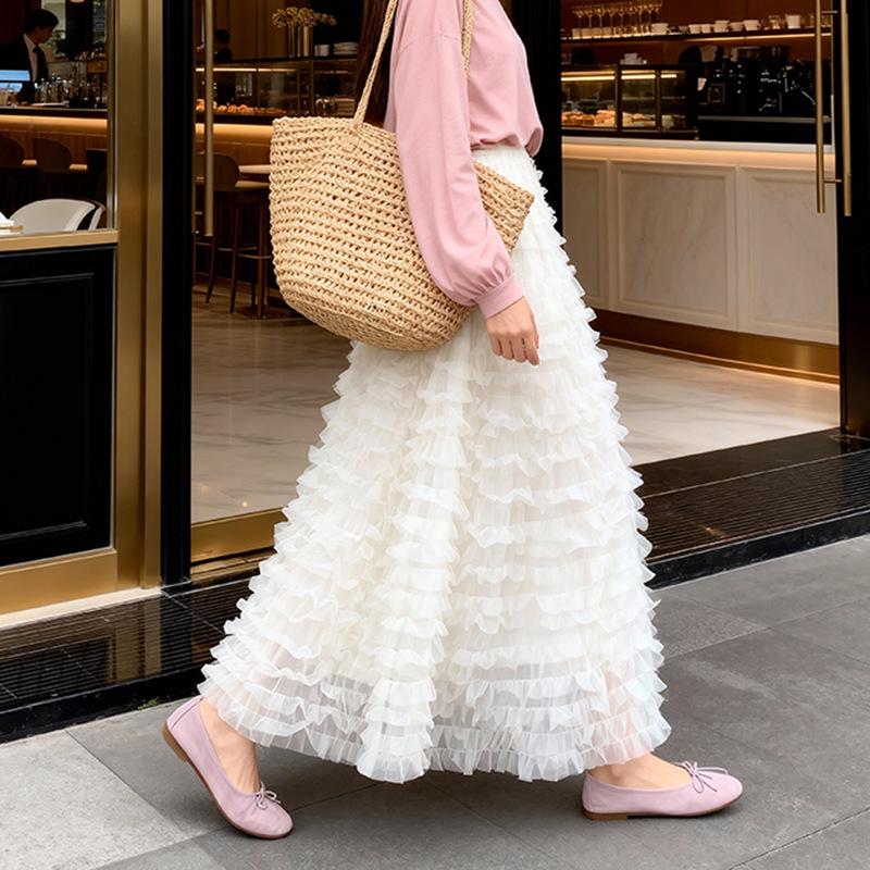 Fei Yuan Korean Style Princess Dress: Early Spring Sweet Layered Mesh Cake Dress for Women