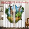 2D FLAT PRINTING 2pcs Curtains (Without Rod) Giraffes In Cracked View Chic Curtains&Window Treatment Machine Washable Fabric