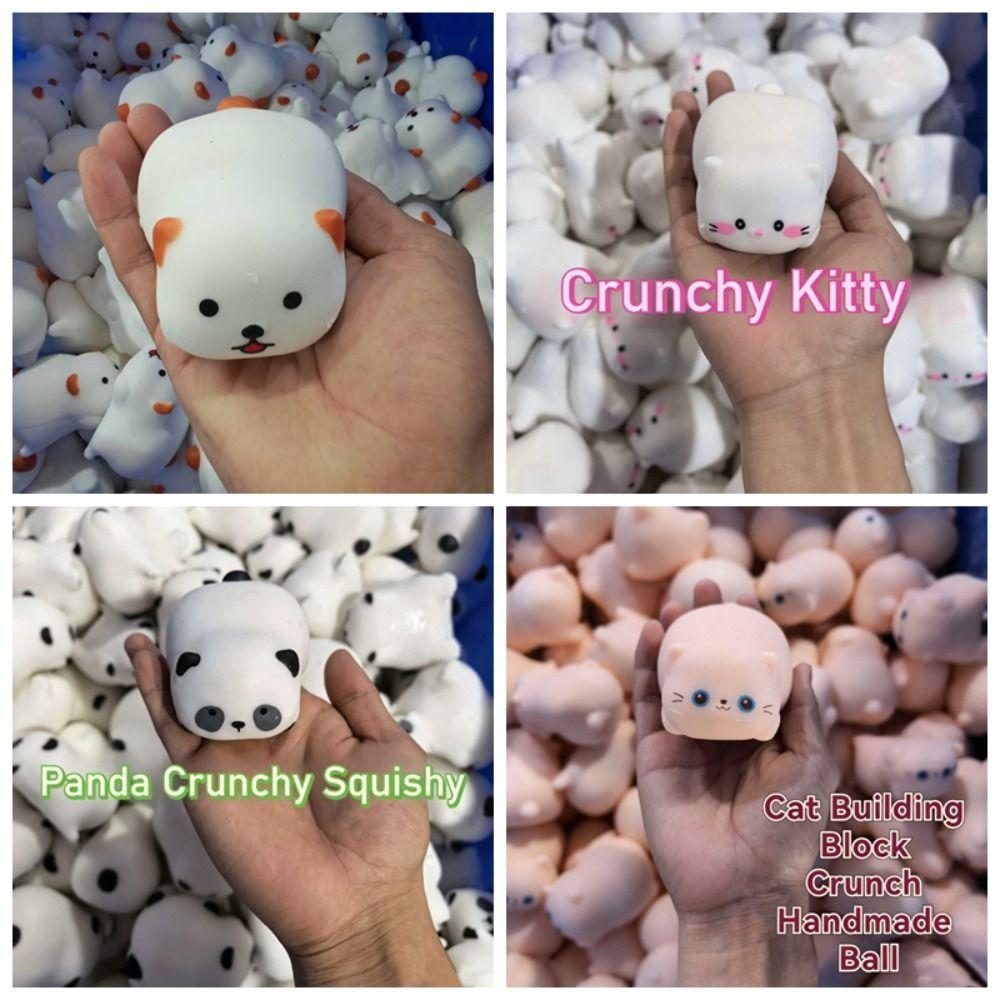 Cute Cats Crispy Dogs Squishy Hand Relax Blocks Filled Squishy Crunchy Squeeze  Children Gifts