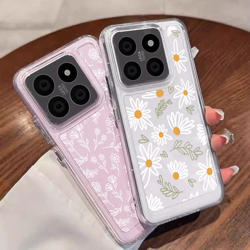 For Redmi Note 14 13 14C Case Sketching Line Flower Print Clear TPU Soft Cover For Funda Xiaomi Redmi Note 14 Pro 5G 13 12 11