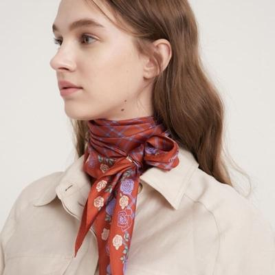 BB’DE SOLI’DE Flower Check Silk Scarf 3color
