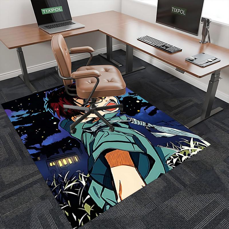 1pc Anime Cartoon Design Chair Mat - Kyojuro Rengoku Inspired Office Rug, Non-Slip Carpet for Home Decor, Suitable for All Seasons, Perfect Gift for A