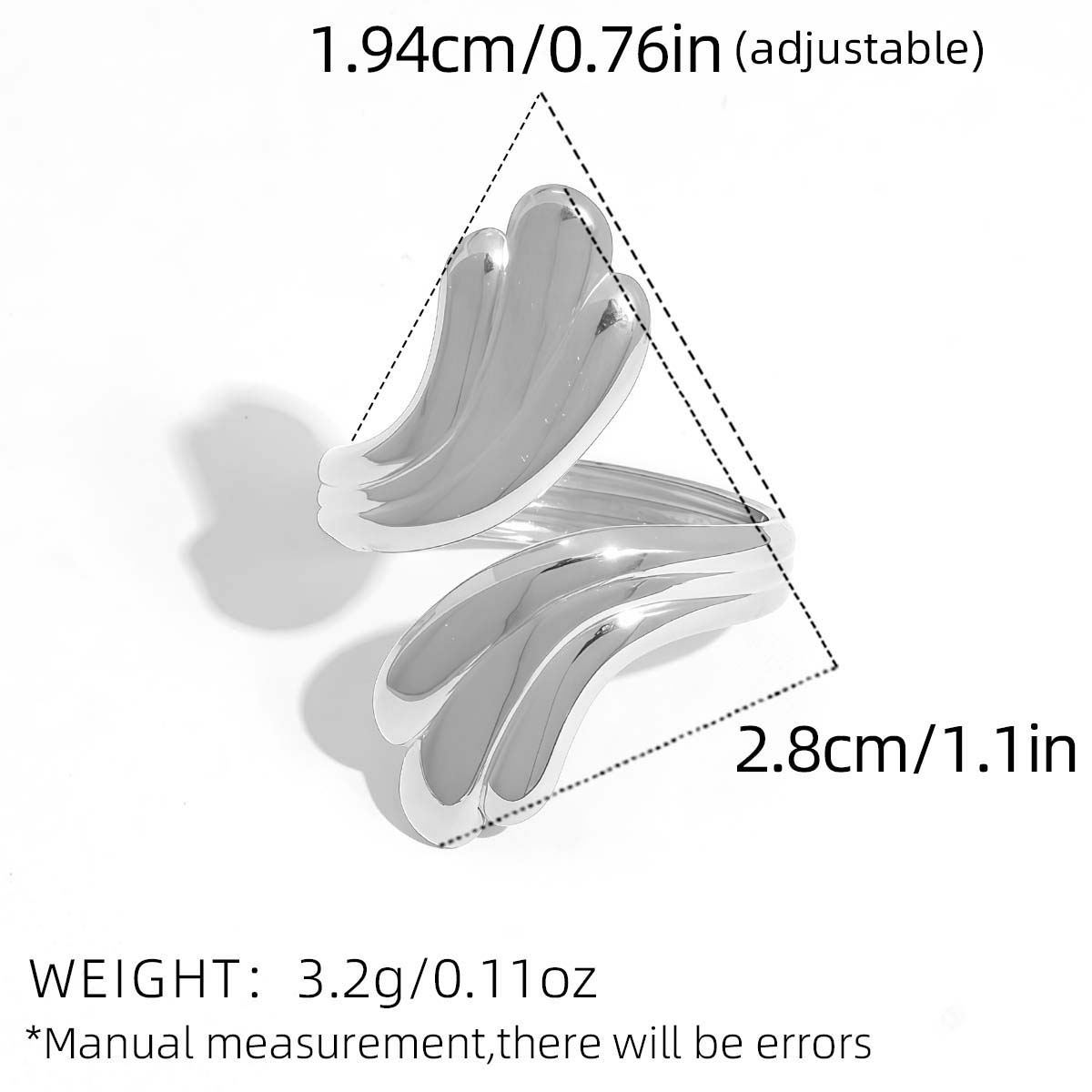 

Vintage 18K Gold Plated Stainless Steel Parallel Double Line Irregular Opening Ring Women s Anti-Allergy Charm Everyday Zircon resizable