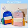Stylish Dual Color Backpack For Kids Large Capacity Durable Nylon Canvas Preschool Bag
