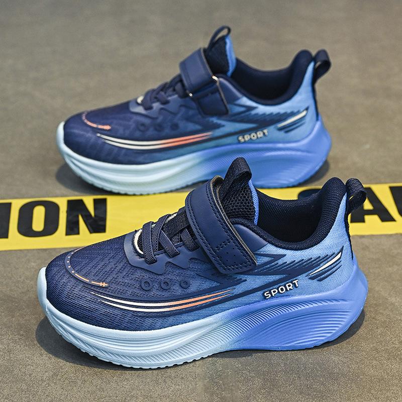 Children's and Primary School Students' Sports Shoes Breathable Mesh Autumn New Boys and Girls Cushioning Light Velcro Running Shoes