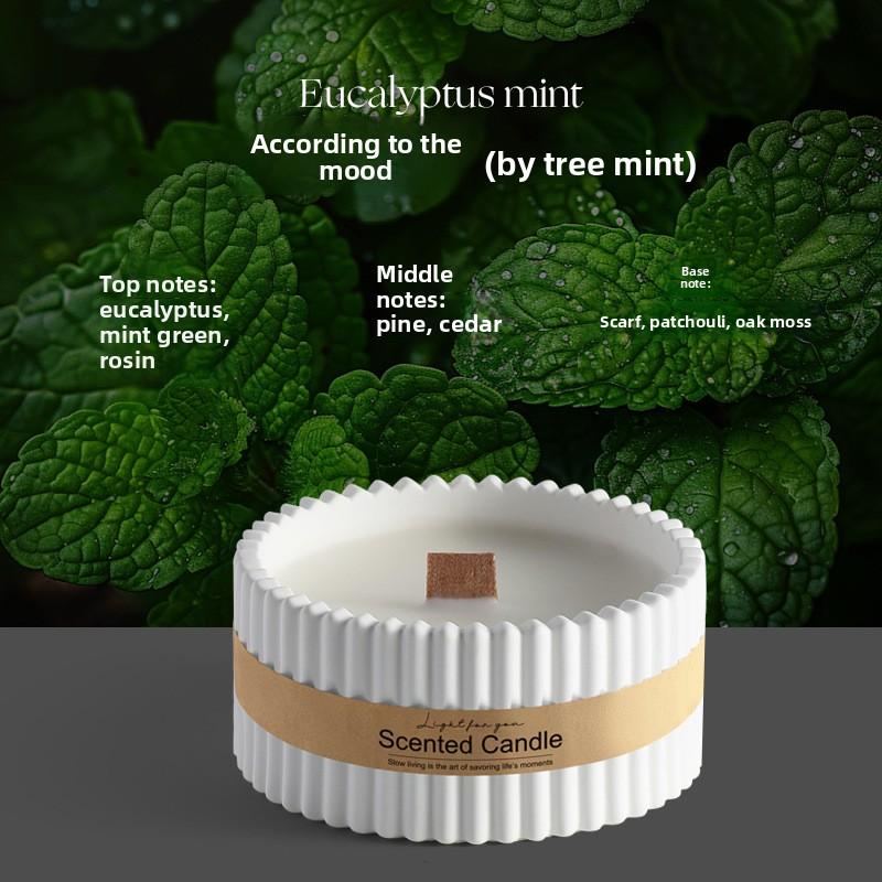 Hot Sale Unique Embossed Ceramic Jars Soy Wax Aromatherapy Candle Luxury Smudge Wood Wick Glass Tube Scented Candle With Lid