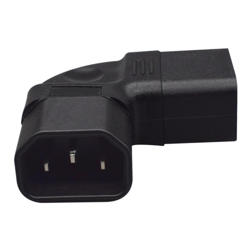 Heavy Duty C14 to C19 Power Cord Adapters 10A Input 15A Output 90 Degree Bend PDU Converters for Industrial Devices