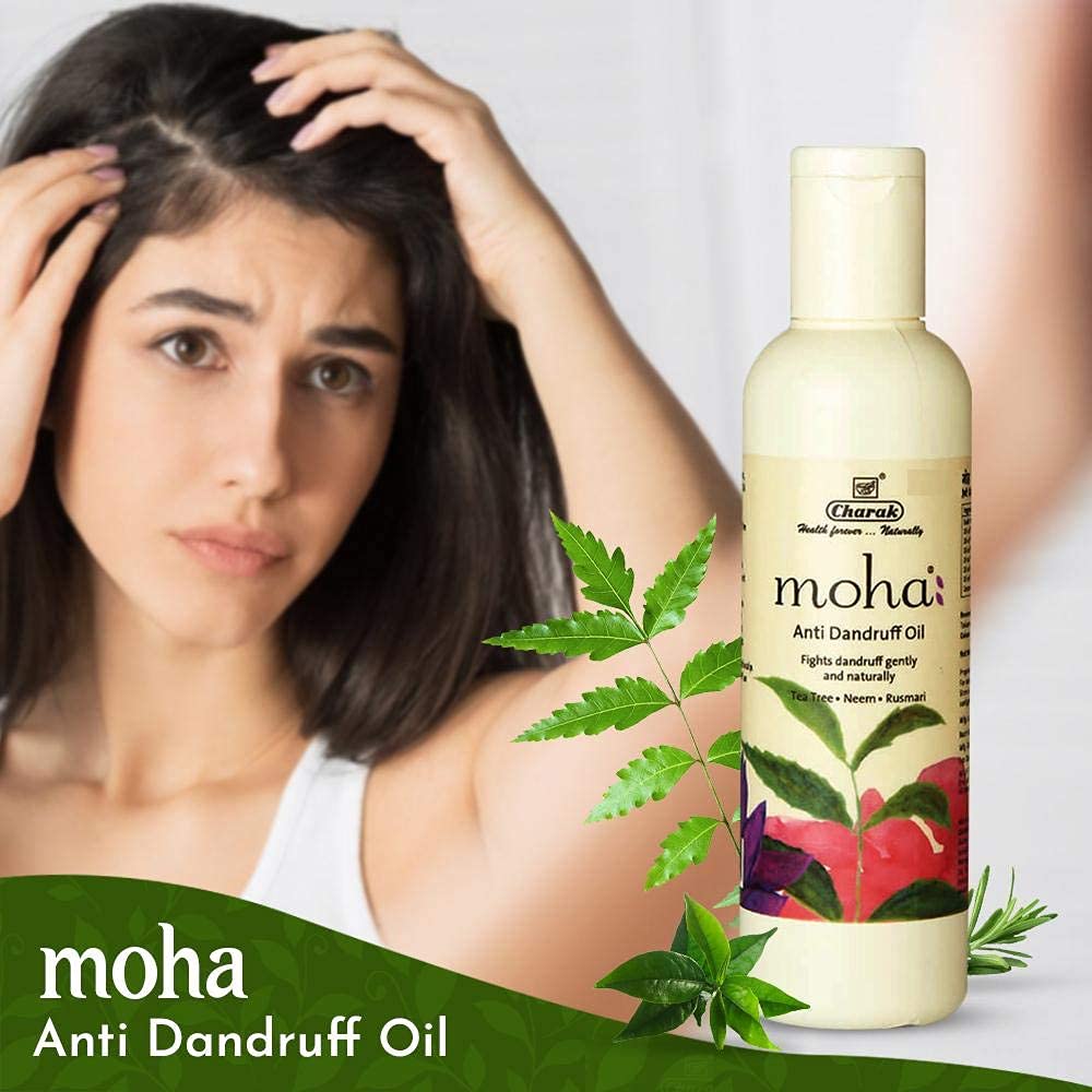 Moha Anti Dandruff Hair Oil 200ML Pack of 1 with Tea Tree Neem Hibiscus for Healthy Scalp & Strong Hair