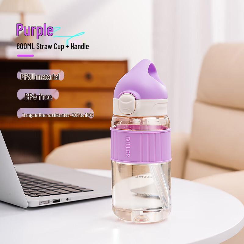 Diller High-Capacity Portable Straw Water Bottle