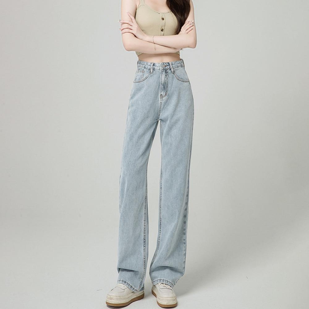 Hong Kong Style Versatile Wide Leg Jeans Women's Summer 2025 New Straight Loose High Waist Small Floor Pants