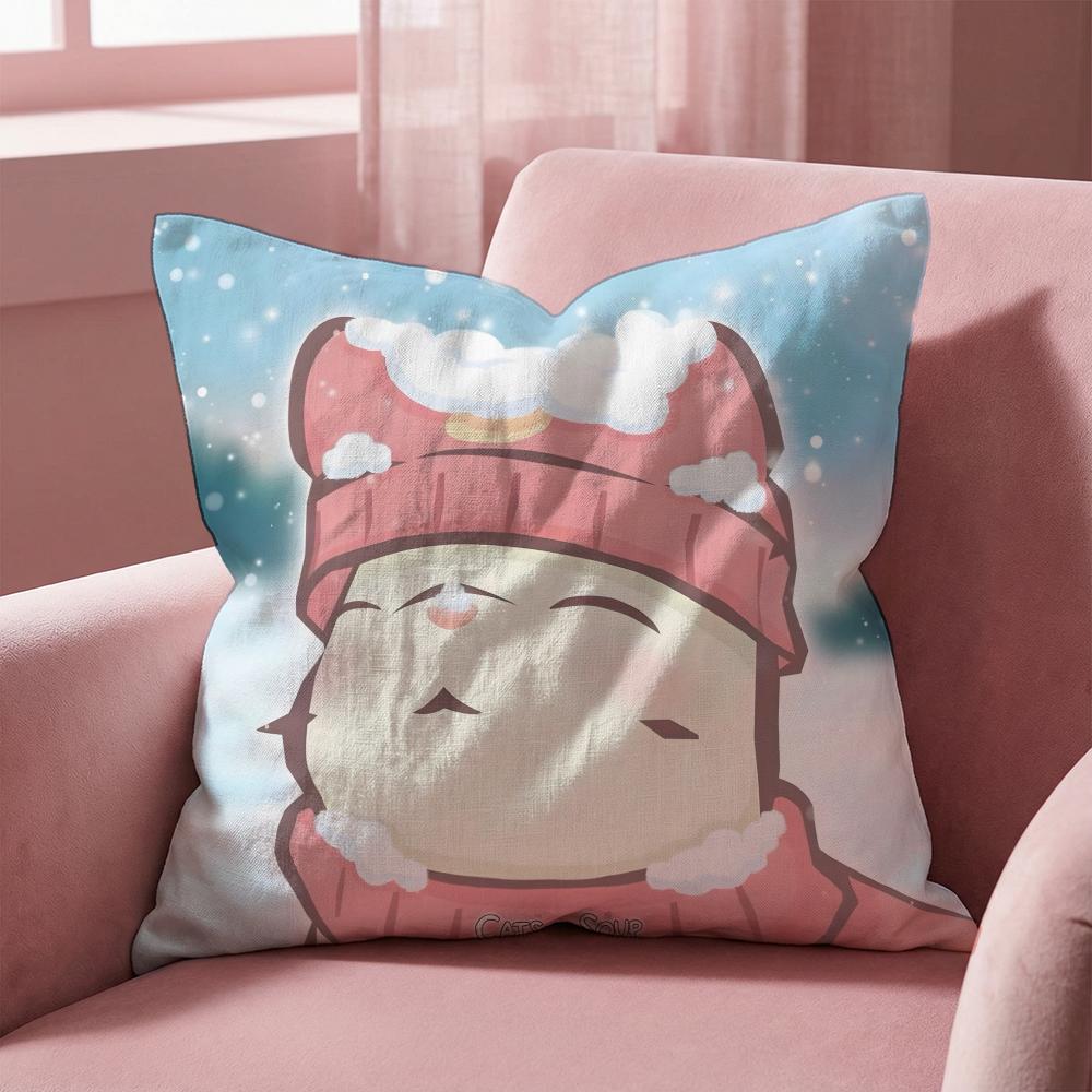 Cats & Soup Cushion Cover Multi-Scene Pillow Cover for Home & Car - Reversible, Soft & Durable for Daily Use