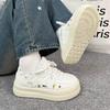 Fashion Whit Women's Shoes Round Toe Kawaii High On Platform Graffiti Ladies Footwear Original Sale Designer Luxury Stylish Cotton Offer