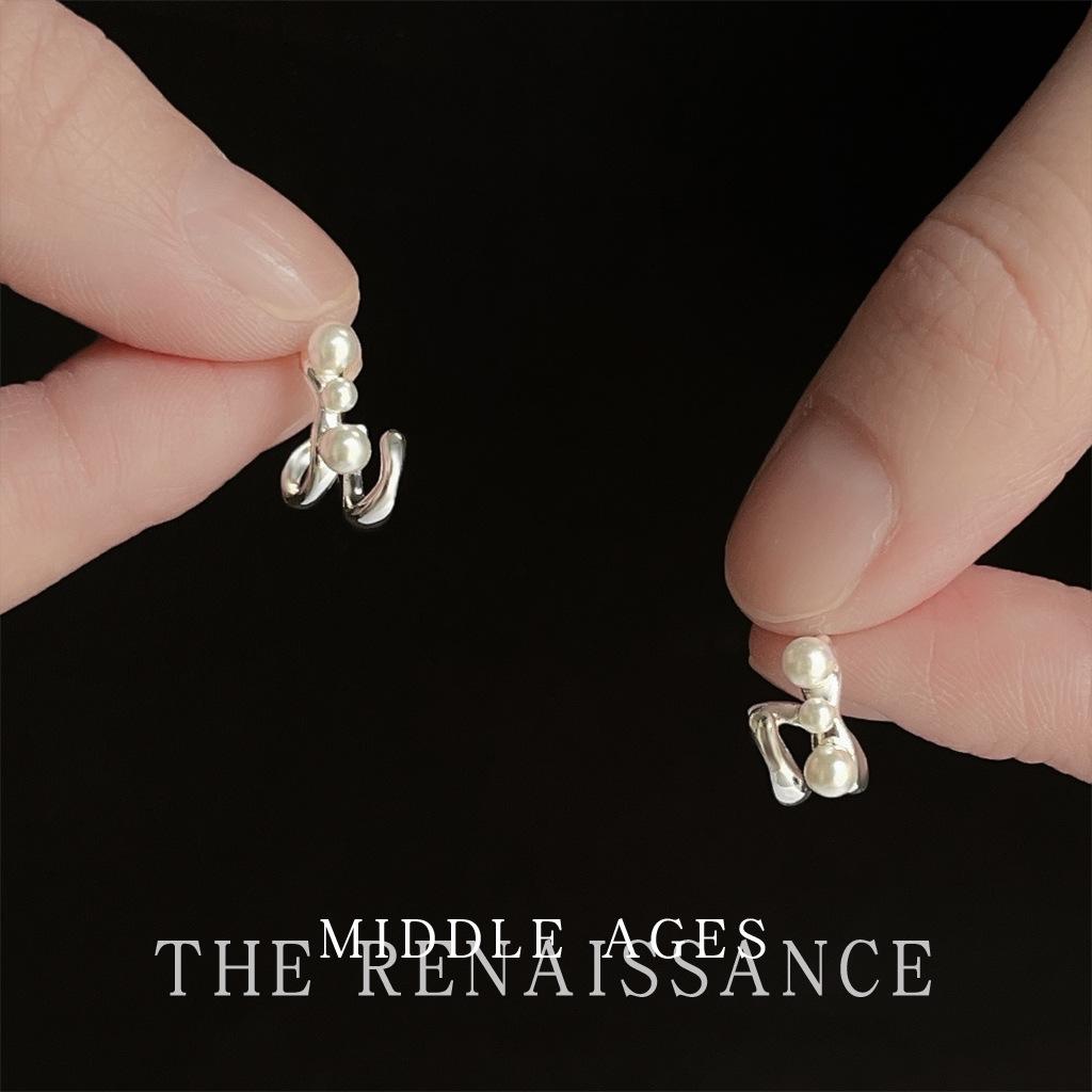 Винтажные антикварные двойные геометрические серьги-гвоздики, модные серьги с французским жемчугом, серьги женские