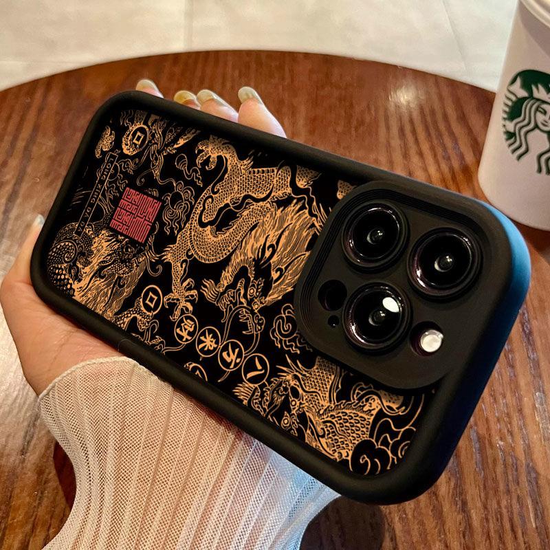 Phone Case For iPhone 16 14 13 12 11 15 Pro Max Mini 16E 7 8 Plus XR X XS Max SE2 Luxury Fashion East Dragon Soft Silicone Cover