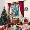 2pcs 2D Flat Printing Merry Christmas Popular Window Curtains Christmas On Machine Washable Polyester Without Electricity Family