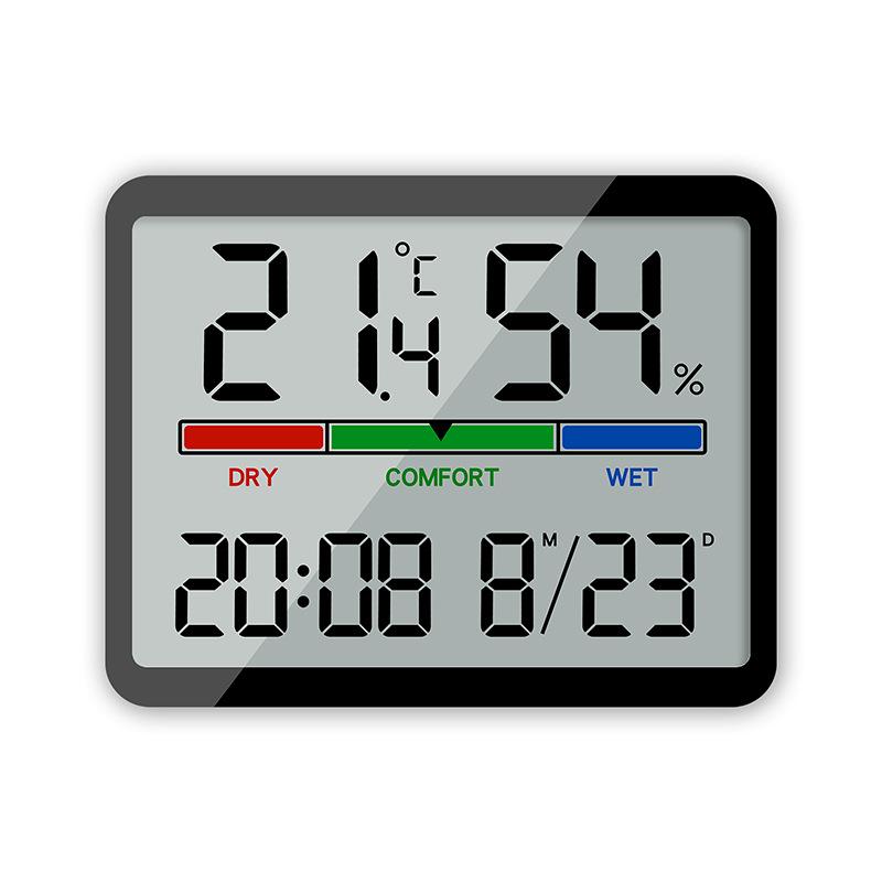 Color Screen Temperature and Humidity Meter Clock Multifunctional Large Screen Indoor Household Electronic Alarm Clock Thermometer