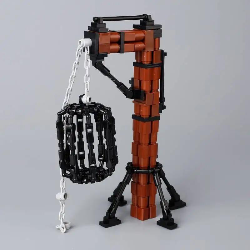 MOC Medieval Building Blocks Set Hanging Cage Guillotine Castle Fountain Bonfire Tent Bulletin Board Ox Cart Carriage Gift Toy