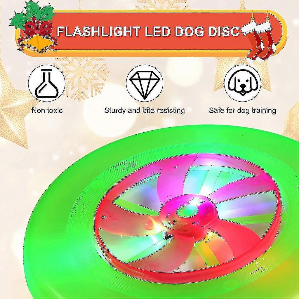 2 Stück Taschenlampe LED Hundescheibe Welpenscheiben Spielzeug Hundefliegscheiben Mit Langlebigem LED-Licht Mehrfarbige Fliegende Hundescheiben Spielzeug Welpen Interaktives Spielzeug