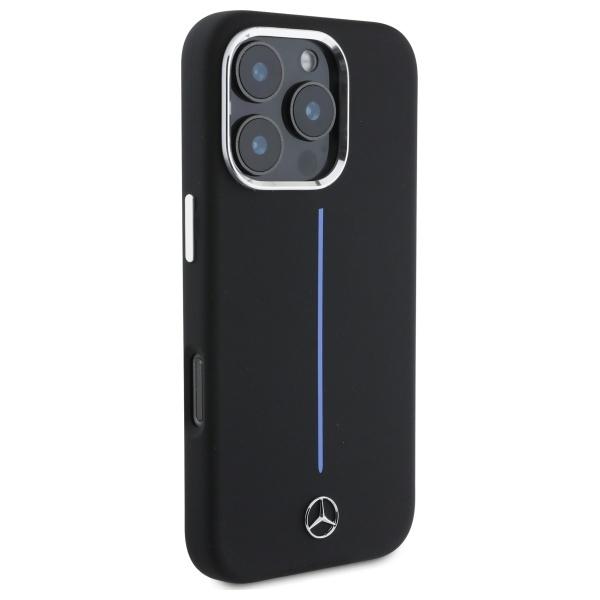 Mercedes Mehmp16L23Sumbk Iphone 16Pro 6.3 Czarny/Black Hardcase Silicone Blue Stripe Magsafe
