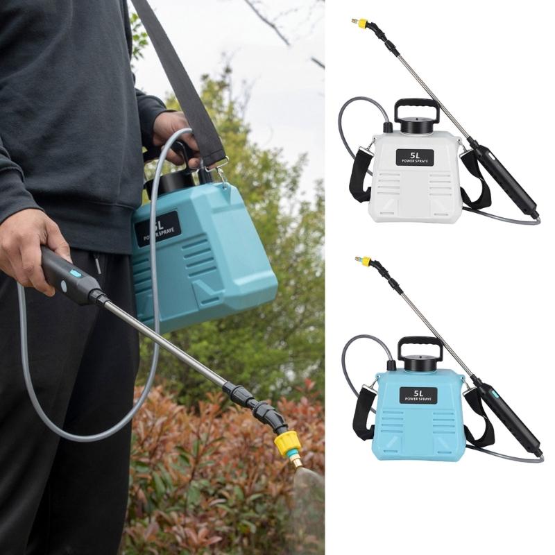 Spruzzatore da Giardino Elettrico 5L Manico Ricaricabile 4 Modelli di Nebulizzazione Lancia Telescopica Spruzzatore d'Acqua per Giardino