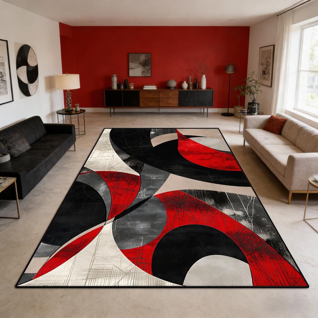 Nordic Abstract Style Large Living Room Carpet Flannel Non-slip Washable Sofa Decoration Rug Bedroom Cloakroom Fluffy Floor Mat