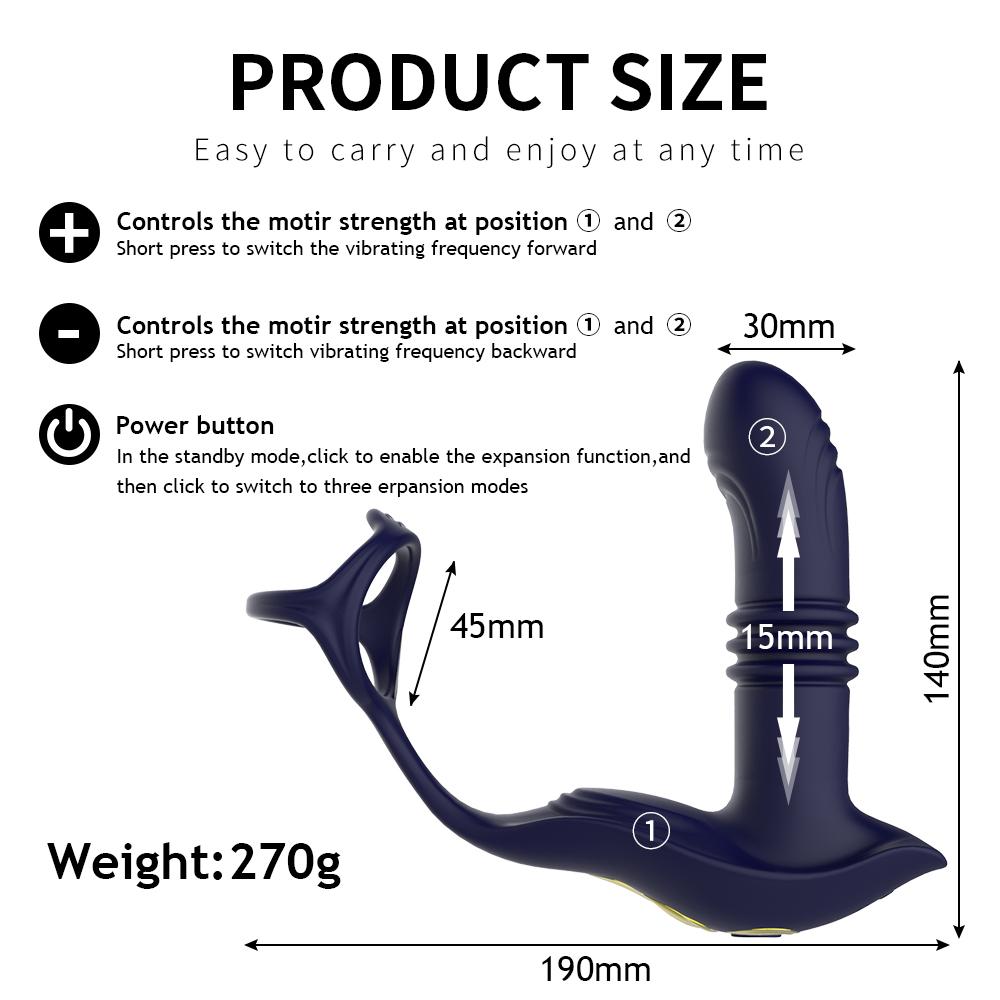 Wireless Anal Vibrator Cock Ring Delay Ejaculation Testicle Stimulator Thrusting Vibrating Prostate Massager Sex Toy for Couples