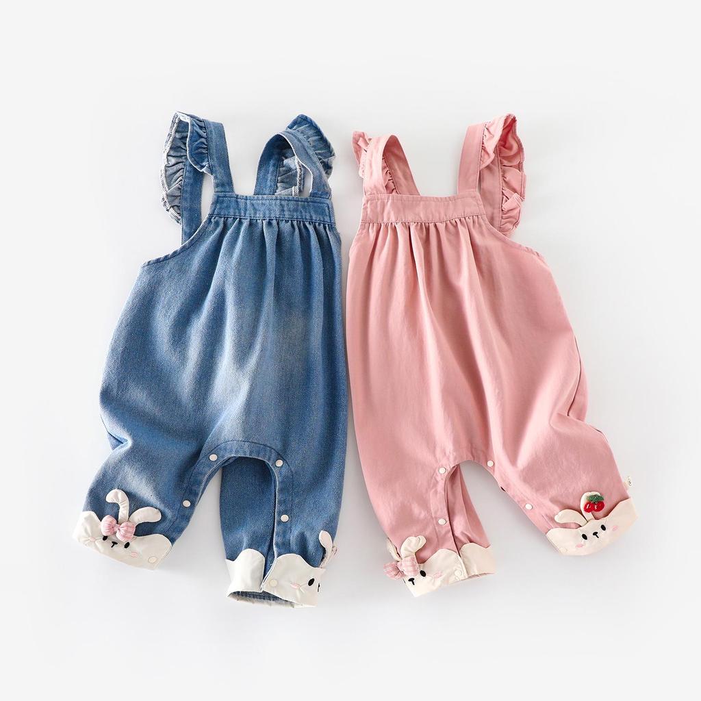 2025 Autumn Baby Denim Romper: Fashionable Korean-Style Rabbit Overalls