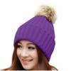 Women Winter Warm Knitted  Cute  F-ur Ball Yarn Hat
