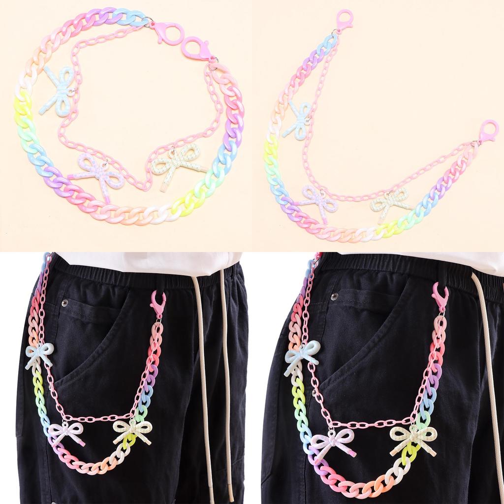 Punk Style Metal Waist Chain With Colorful Acrylic Butterfly For Youth And Teens