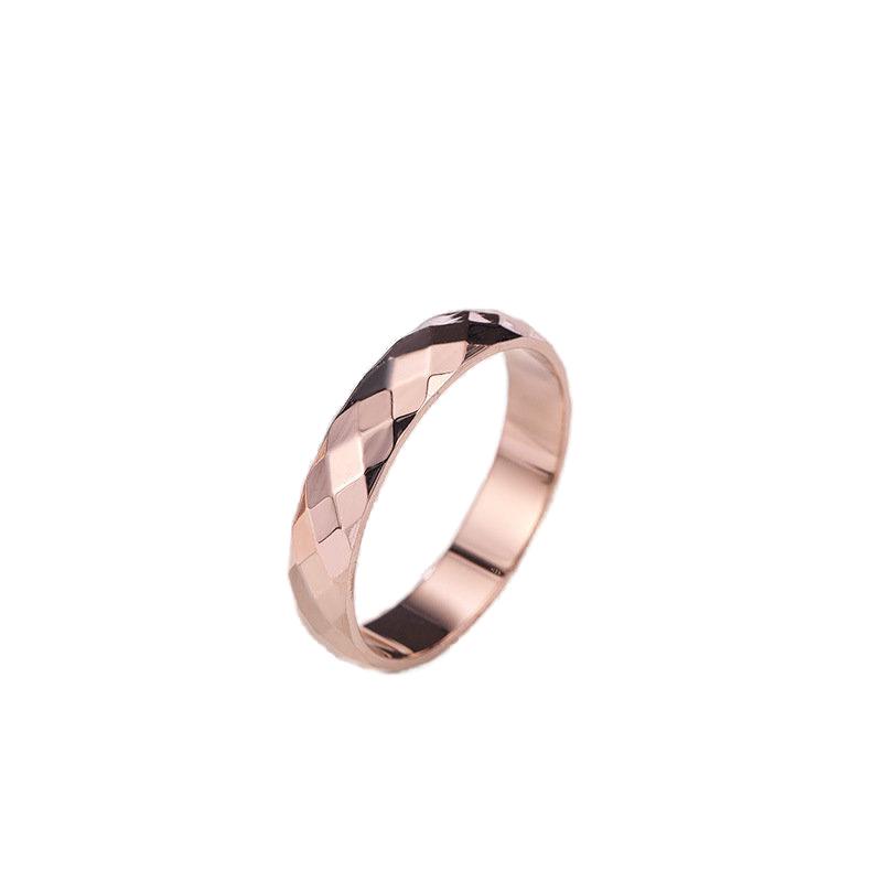Women's 18k Rose Gold Geometric Titanium Steel Couple Ring