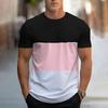 2024 Summer New Fashion Splicing Printed Short-sleeved T-shirt Men's Round Neck Loose Breathable Tops Sports Fitness T-shirt