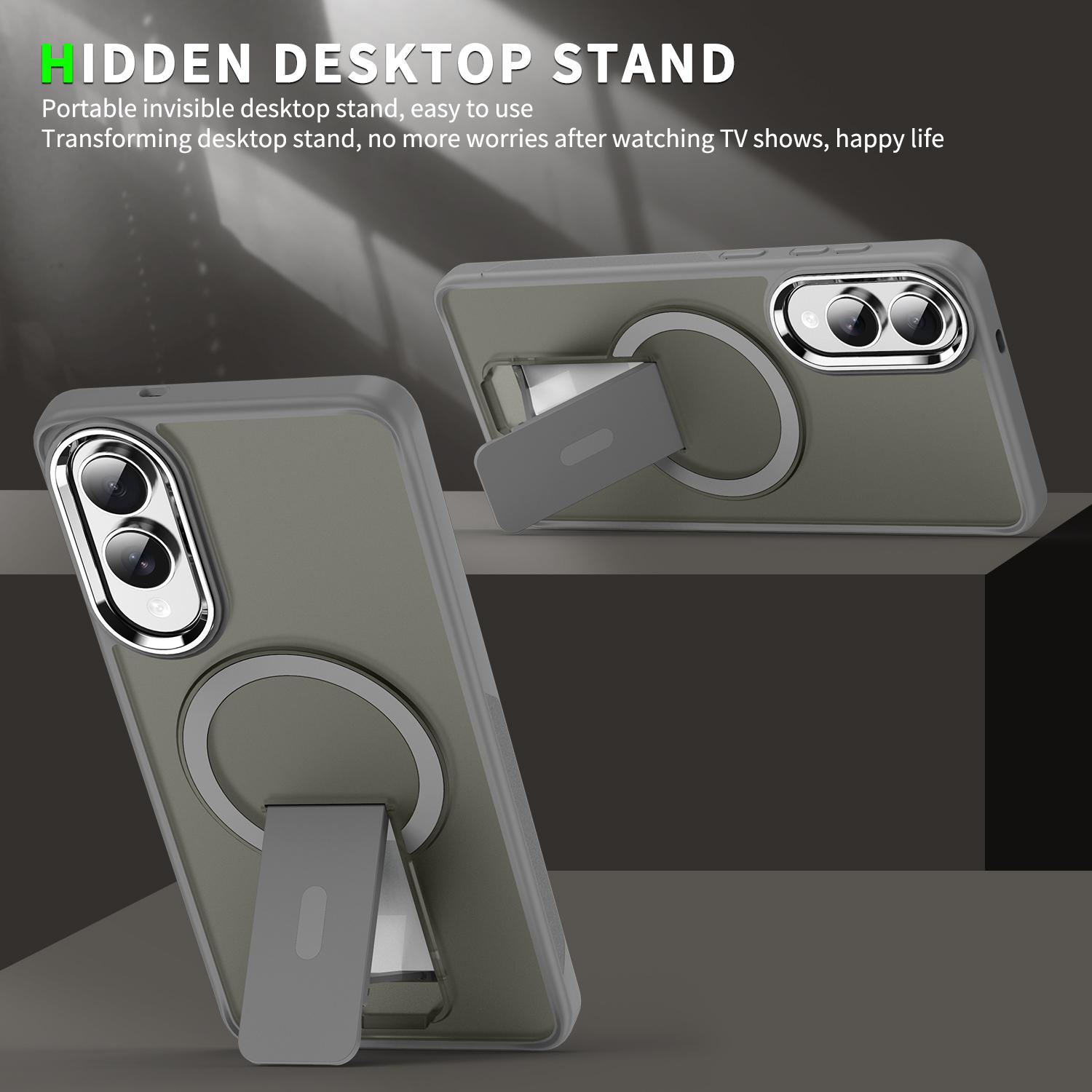 

For Samsung Galaxy S25 Edge Case Compatible with MagSafe PC+TPU Phone Cover with Kickstand Titanium Grey