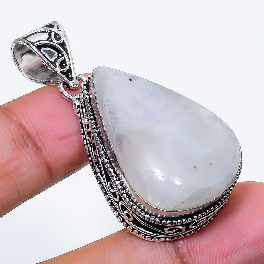 Natural Moonstone Gemstone 925 Sterling Silver Jewelry Pendant 1.81" AP-16506