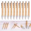 10x Bamboo Pen Retractable Ballpoint Pen Writing Pen School Office Supplies