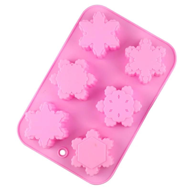 3D Christmas Snowflake Silicone Candle Molds DIY Handmade Soap Chocolate Cake Decoration Baking Mold Christmas Party Gift