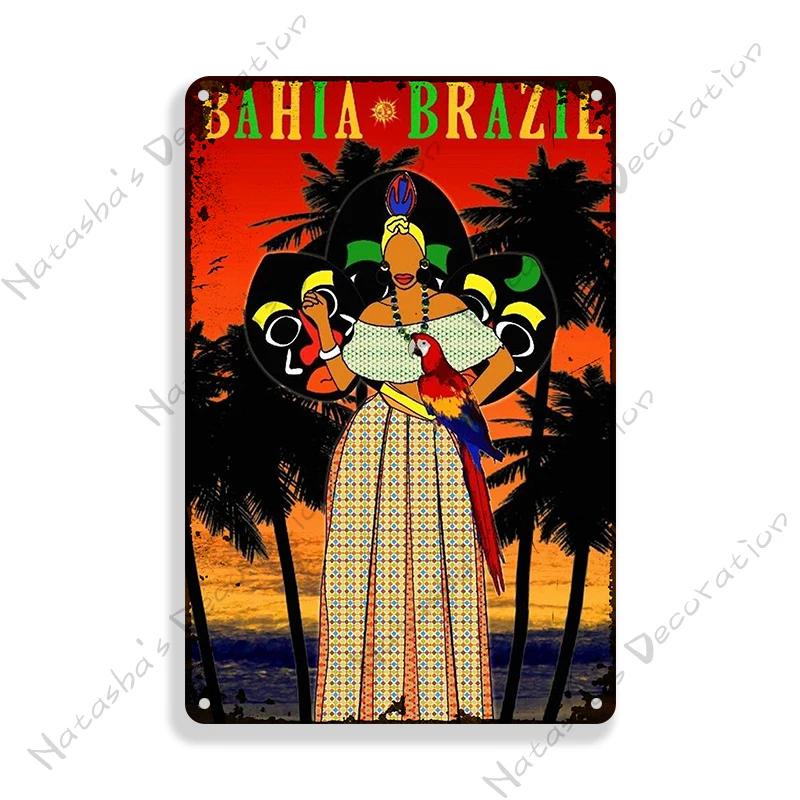 Brazil Vintage Poster Rio De Janeiro Metal Sign Landscape Decorative Sign Retro Metal Plaque Man Cave Pub Home Club Wall Decor