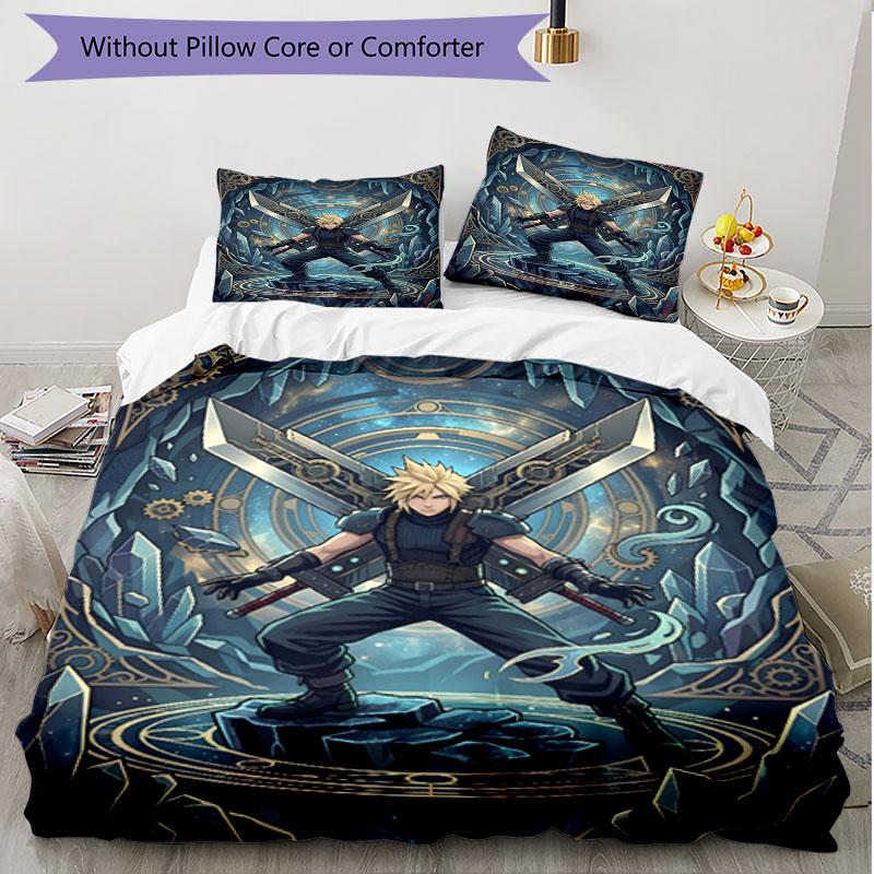 3pcs Duvet Cover Set (1*Duvet Cover + 2*Pillowcase, Without Core), Final Fantasy Print Soft All‑Season Bedding Set, Home Bedroom Decor Gift