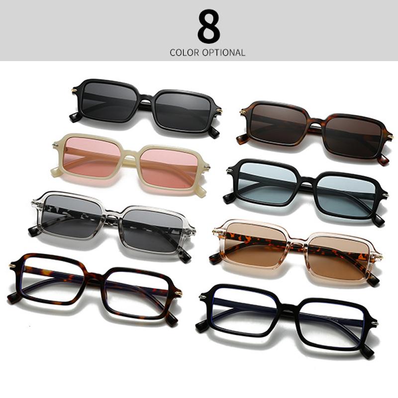  New Quality Rectangle Men Sunglasses Fashion Shades UV400 Retro Rivets Women Luxury Black Sun Glasses