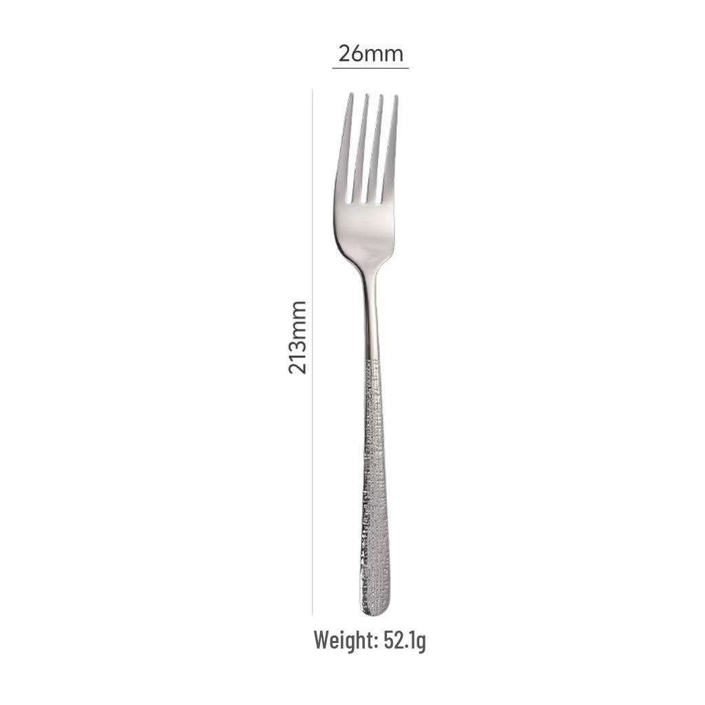Elegant Hammered Stainless Steel Cutlery Set: Knife, Fork, Spoon for Western Dining