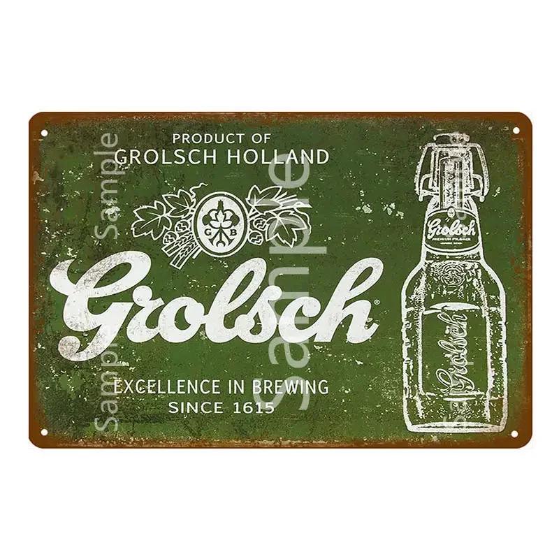 Grolsch Lager Beer Metal Poster Tin Signs Wall Art Painting Decorative Plaque Bar Pub Club Home Decor Art Crafts YK052