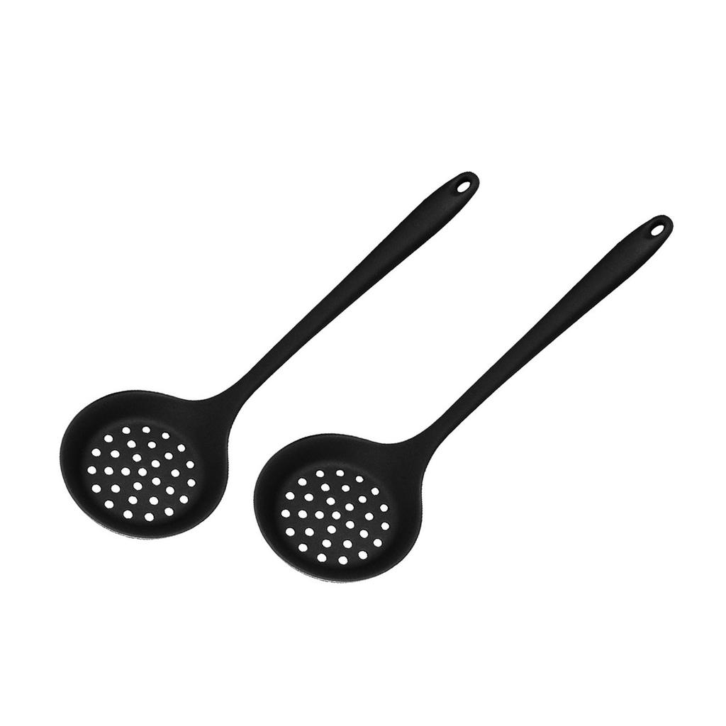 Pack of 2 Silicone Cooking Skimmer Ladle with Long Handle Food Strainer Skimmer Strainer Spoon Suitable for Frying