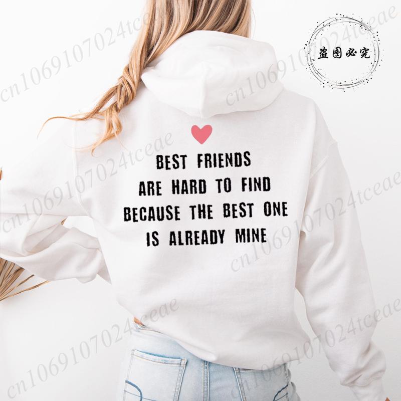 Beste Freunde Lustige Buchstaben Rückenaufdruck Damen Hoodies Lockeres Sweatshirt Sport Kapuzenjacke Täglich Grafik BFF Hoodies Tops