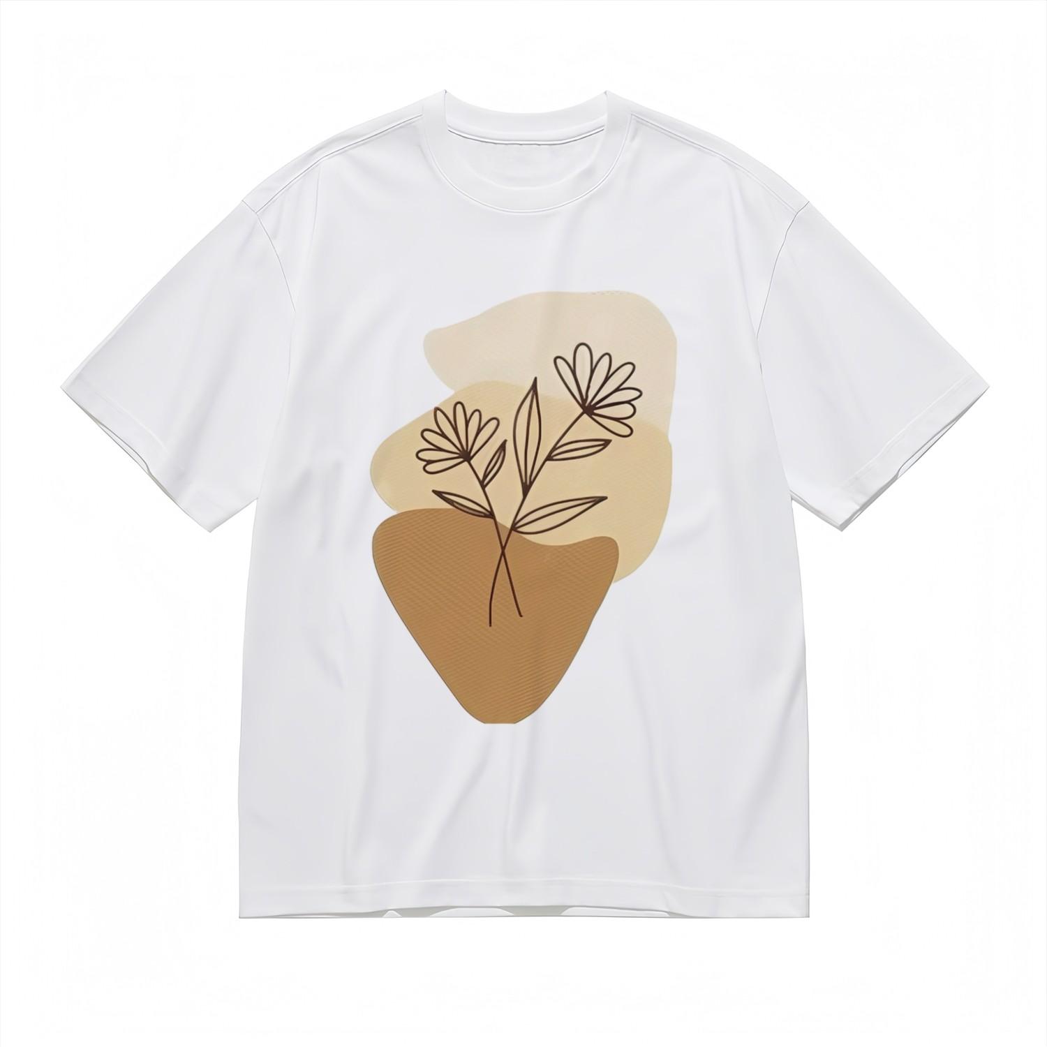 Men s Comfortable Comfy Classic T-Shirt Mens Womens Tees Top Botanical Flower Abstract Pattern Tee 2XL