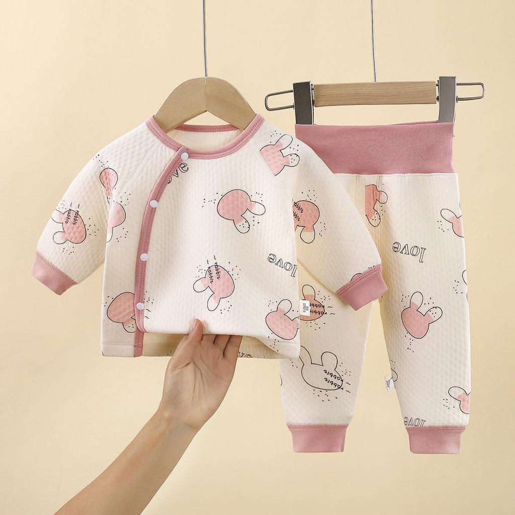 Kinder Gestepptes Baumwoll-Basisschicht-Set: Gemütliches Herbst- & Winter-Outfit für Säuglinge & Kleinkinder