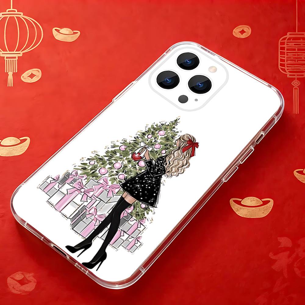 

Christmas Tree Girl GiftS Transparent soft case for iPhone 17,16,15,14,13,12,11,Pro,Max,Plus, X,XS,XR,SE4,E Mini iPhone11