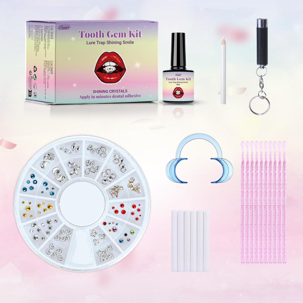 Tooth Gem Full Set Kit Sparkle Tooth Jewelry Durable Easy Apply Cosmetic Dental Accessory
