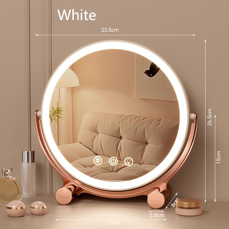 Desktop 3 Colors Dimmable LED Makeup Mirror Household Bedroom Vanity Mirror with Touch Screen Cosmetic Mirrors Type-c Charging