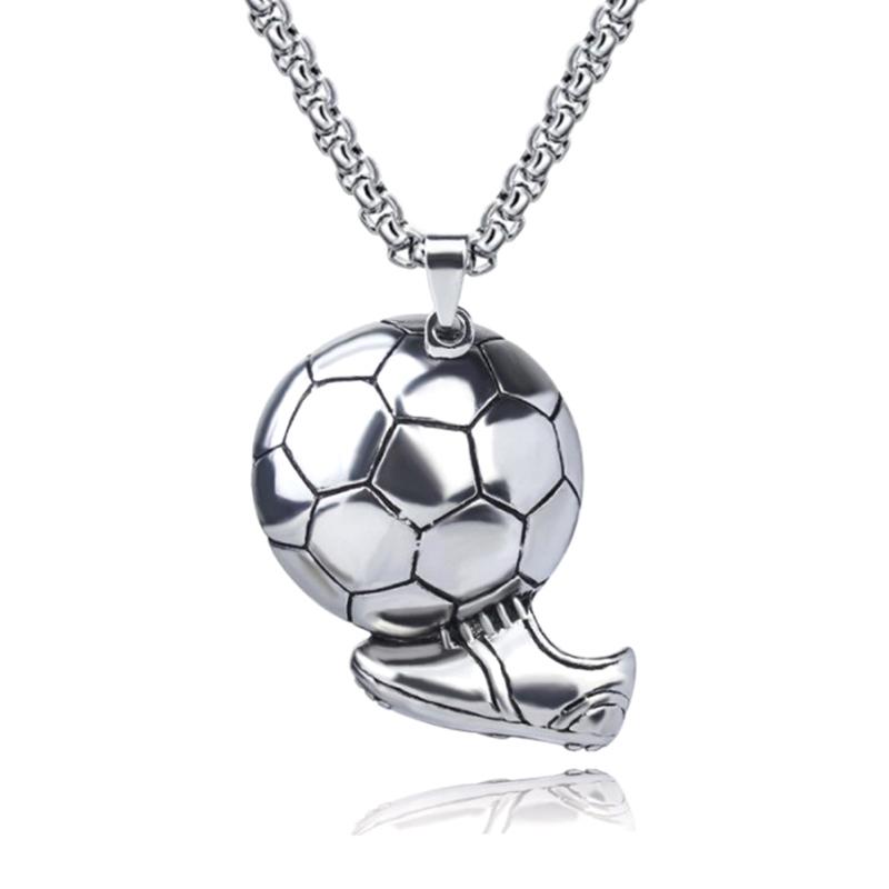 Fashion Soccer Shoe Sneaker Pendant Necklace Football Stainless Steel Ball Chain Necklaces For Men Hip Hop Sports Charm Jewelry