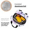 Light Purple Floral Pattern Insulated Lunch Bag for Women Children Portable Food Boxes Thermal Lunch Box Tote