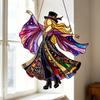 Dancing Lady Sun Catcher, Acrylic Hanging Ornament, Bohemian Gothic Woman Window Spinner, Gift for Mom Grandma Wife